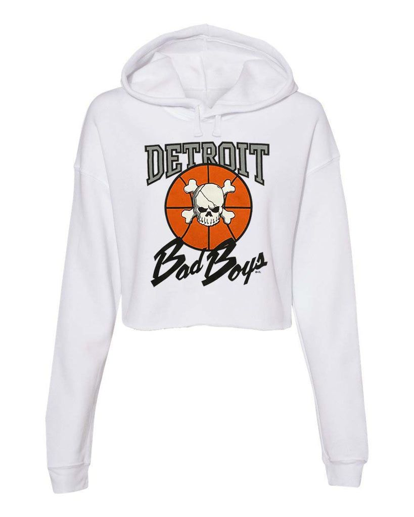 Detroit Bad Boys Ladies Crop Hoodie - White