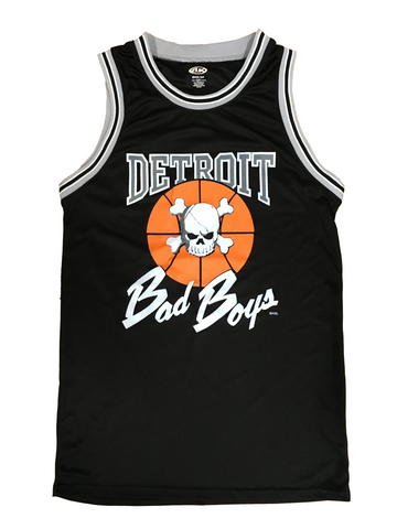 Detroit Bad Boys Sleeveless Crew Neck Basketball Jersey in Black