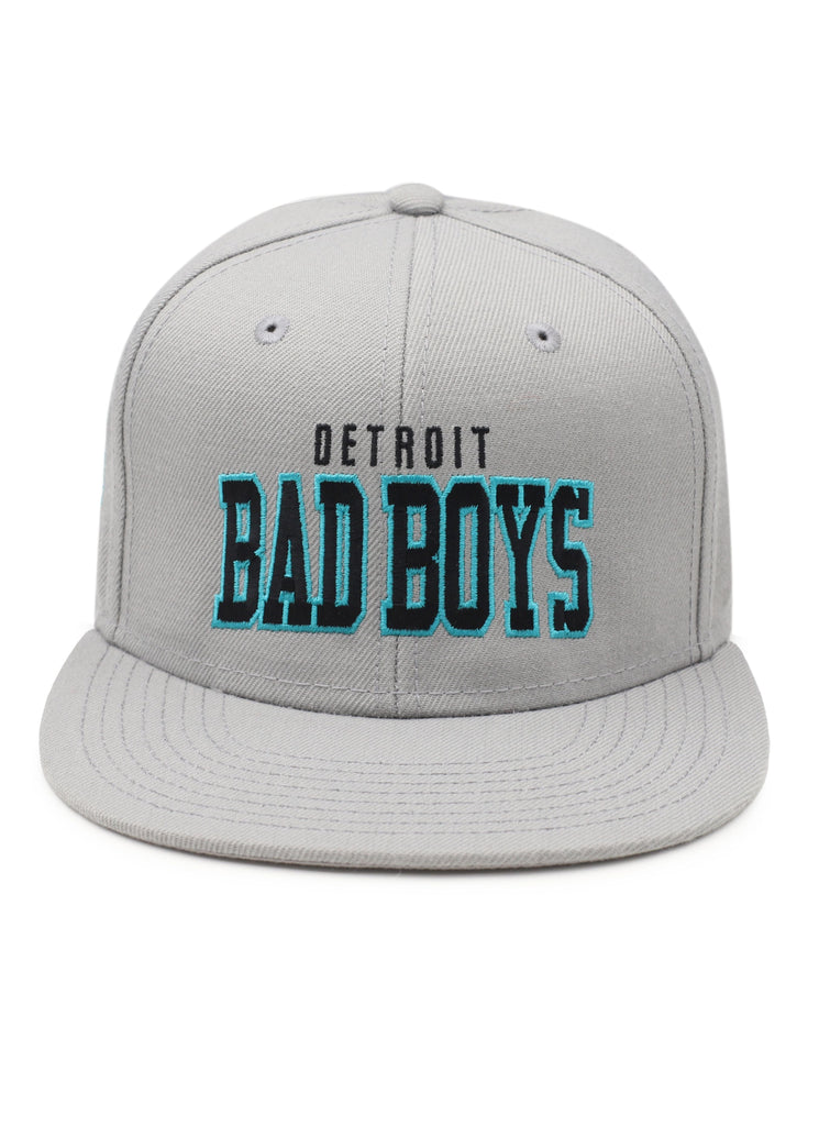 Detroit Bad Boys Flat Bill Lt Grey/Black with Stacked Teal