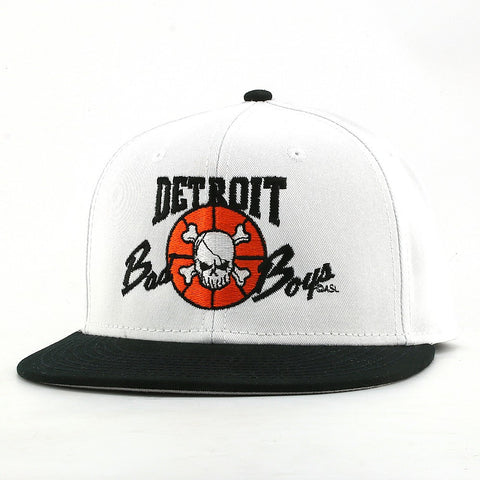 Detroit Bad Boys Flat Bill White Snapback Cap