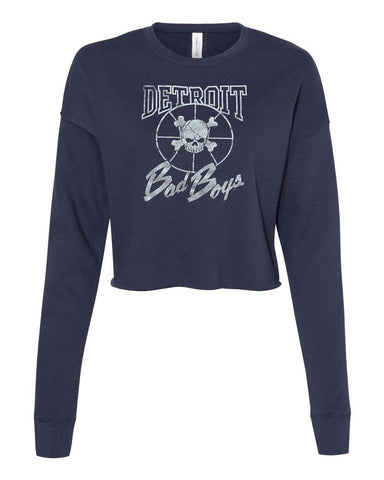 Detroit Bad Boys Ladies Black Crop Crewneck Sweatshirt