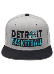 Detroit Bad Boys Flat Bill Lt Grey/Black with Stacked Teal