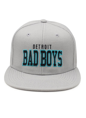 Detroit Bad Boys Flat Bill Lt Grey/Black with Stacked Teal