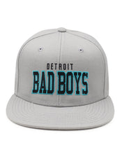 Detroit Bad Boys Flat Bill Lt Grey/Black with Stacked Teal