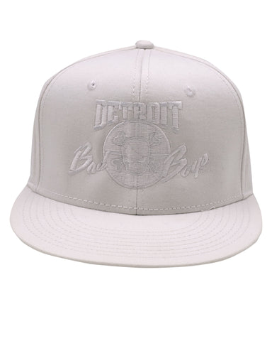 Detroit Bad Boys Flat Bill Snapback Cap - Tone on Tone Wht